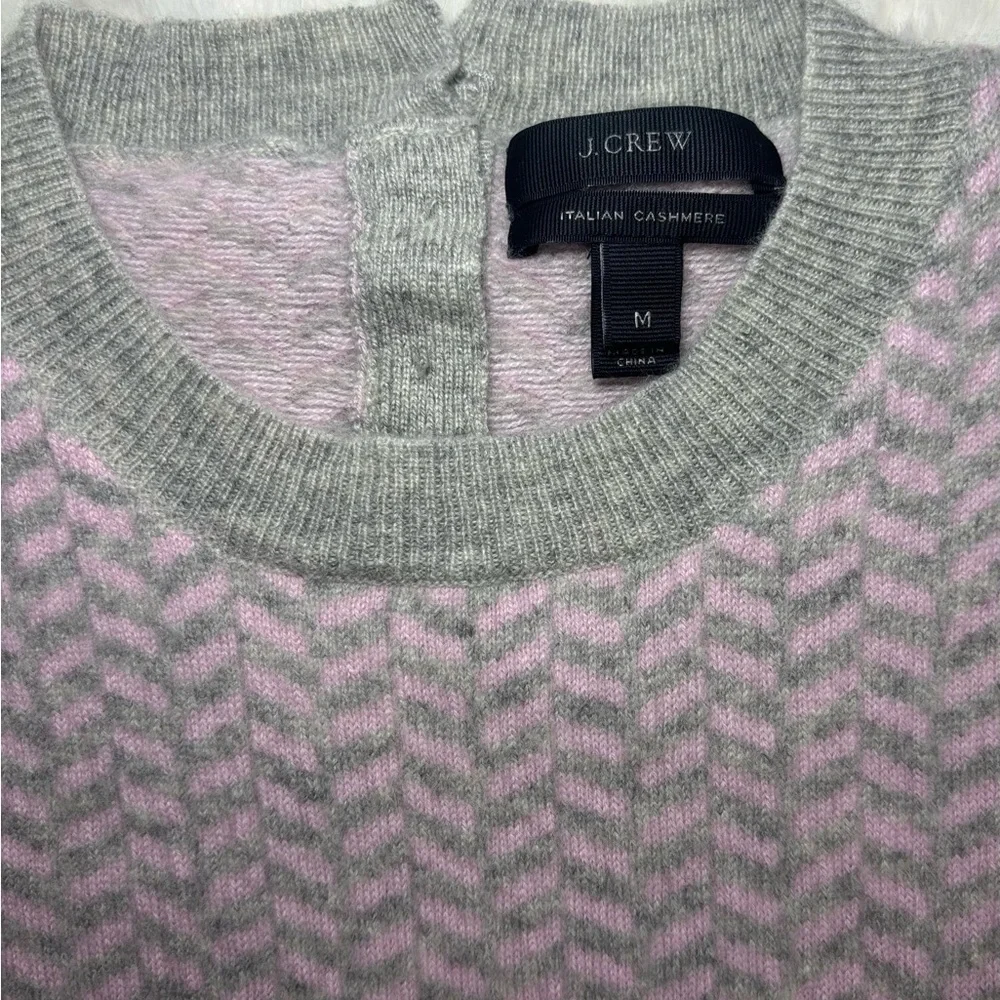 J. Crew Pink and Gray Patterned Sweater 100% CASHMERE!
